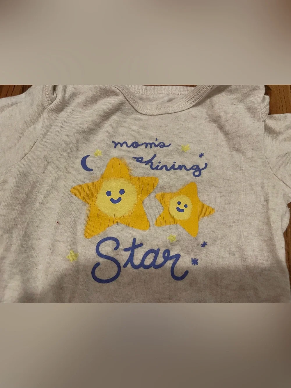 Old Navy Cream Long-Sleeve Baby One-Piece onesie Mom's Shining Star Graphic